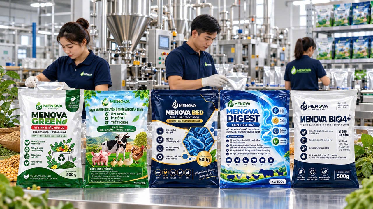 Dàn sản phẩm MENOVA đang được đóng gói